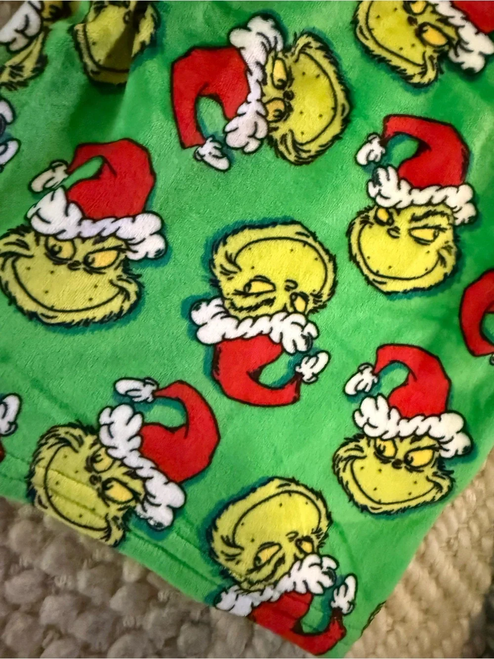 4T Dr. Seuss Green Grinch Print Long-Sleeve Pajama Top Red Trim soft new gender